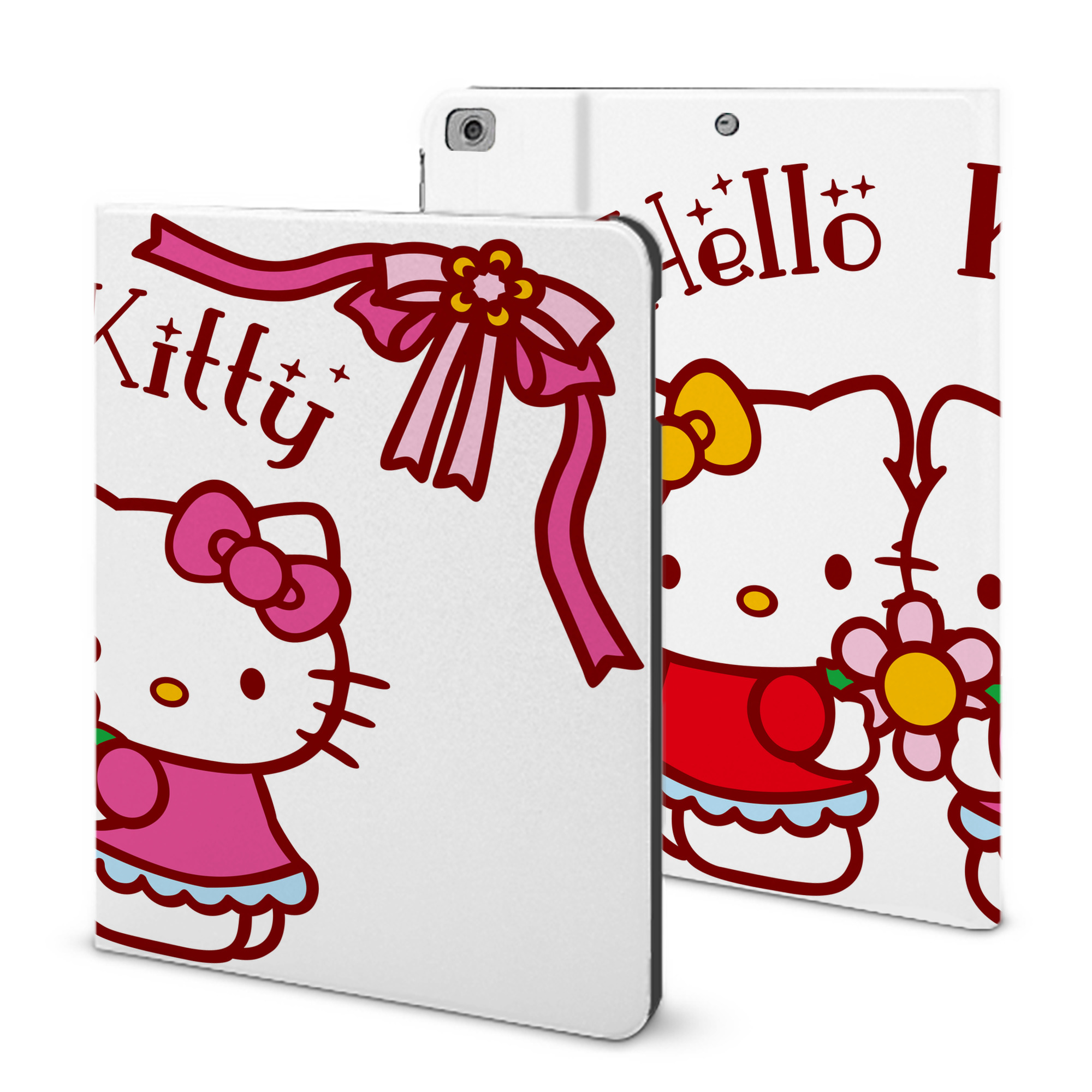 （画像用） Hello Kitty ハローキティ IPad ケース ブック型 PUレザー TPU 耐衝撃 軽量 薄型 ペン収納なし 全面保護 IPad 各モデル対応